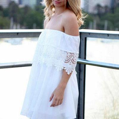 White A Line Mini Dress on Luulla